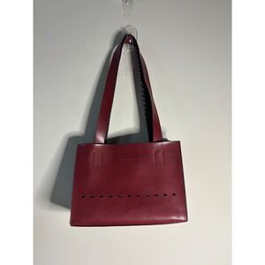 Mondani New York Burgundy Red Faux Leather Tote Bag Zebra Print Lining